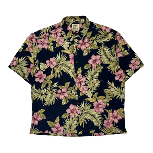 Pau Hana Floral Hawaiian Shirt - Medium Multicoloured Cotton