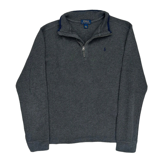 Polo By Ralph Lauren 1/4 Zip - Large Grey Cotton