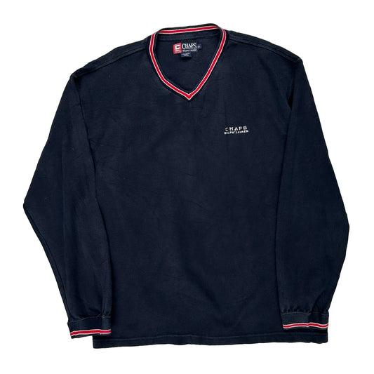 Chaps Ralph Lauren V-Neck Jumper - XL Navy Cotton