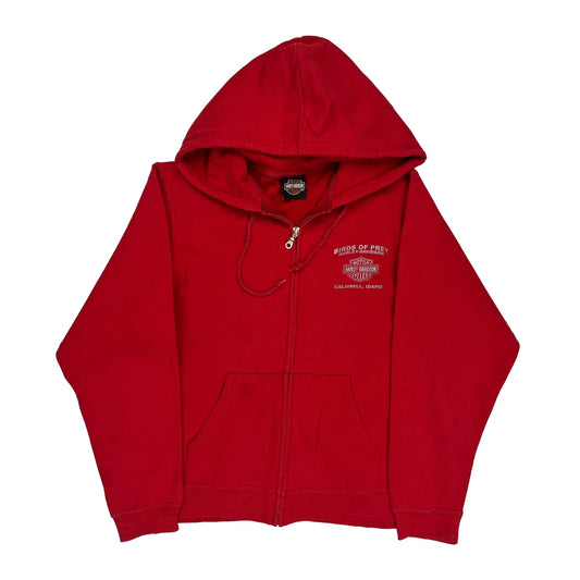 Birds Of Prey Harley Davidson Full Zip Hoodie - Medium Red Cotton
