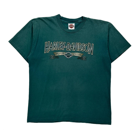 Rapid City, S.D. Harley Davidson Band T-Shirt - Large Green Cotton