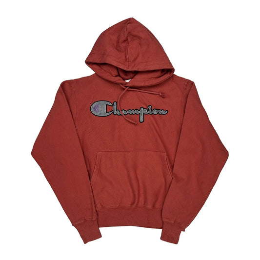 Reverse Weave Champion Spellout Hoodie - Small Red Cotton