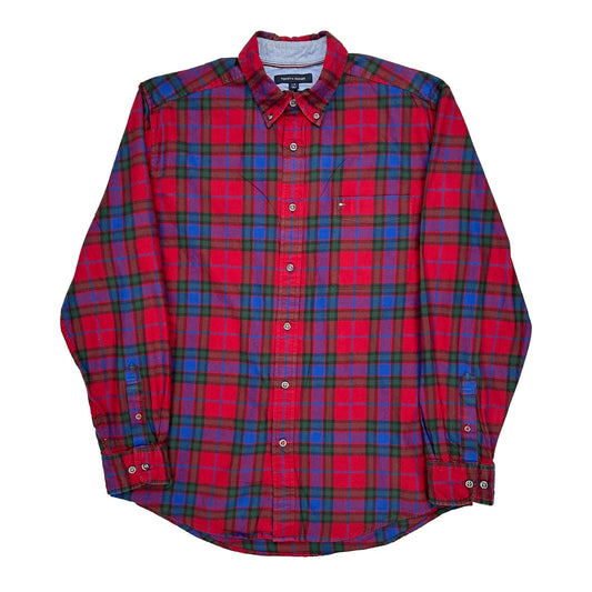 Tommy Hilfiger Checked Flannel Shirt - Large Green Cotton
