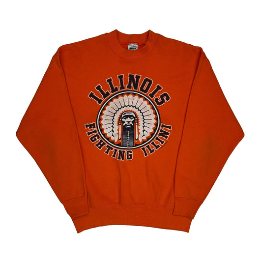 Illinois Fighting Illini Fruit Of The Loom Graphic Sweatshirt - Large Orange Cotton Blend