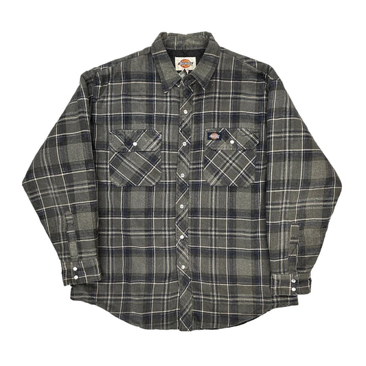 Dickies Checked Flannel Shirt - XL Grey Cotton