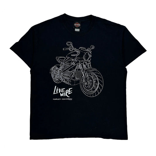 Vintage Livewire Harley Davidson Graphic T-Shirt - Large Black Cotton