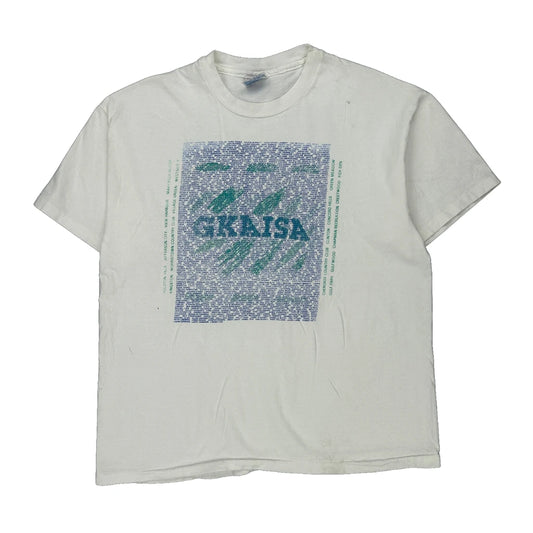 Single Stitch Hanes Graphic T-Shirt - XL White Cotton