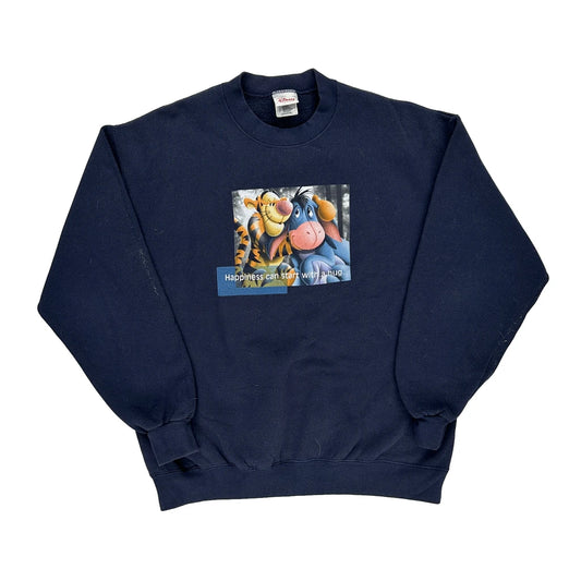 Winnie The Pooh Disney Graphic Sweatshirt - Large Navy Cotton