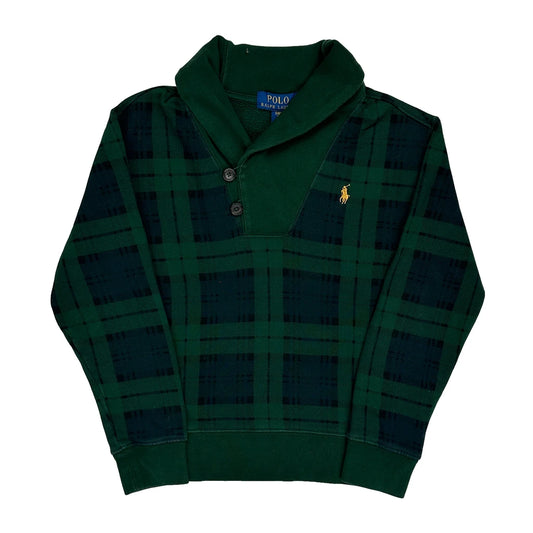 Age 8 Polo By Ralph Lauren Checked Sweatshirt - Small Green Cotton
