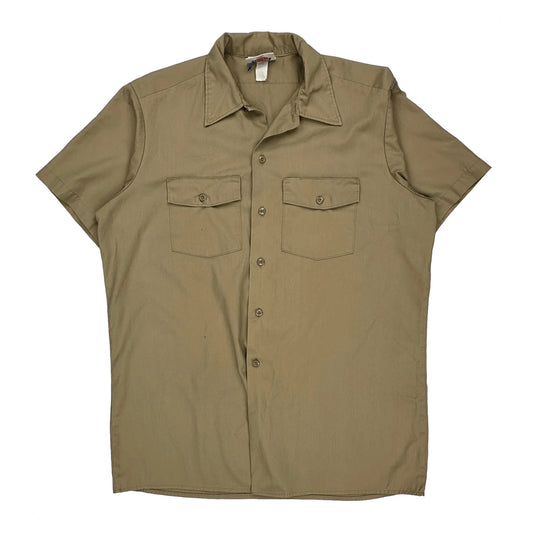 Dickies Short Sleeve Shirt - Large Khaki Cotton