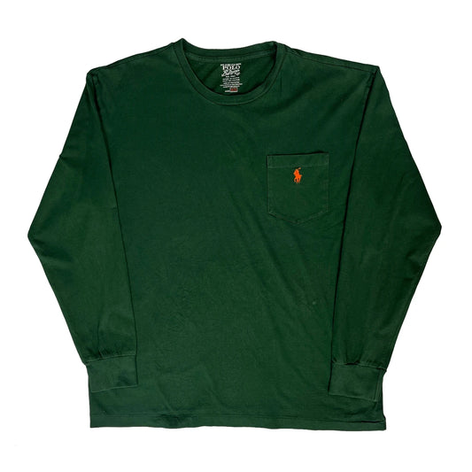 Polo By Ralph Lauren Long Sleeve T-Shirt - Medium Green Cotton