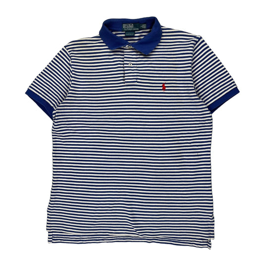 Polo By Ralph Lauren Striped Polo Shirt - Large Blue Cotton