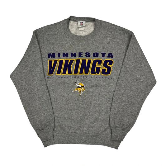 Minnesota Vikings Nfl Football Sweatshirt - Medium Grey Cotton Blend