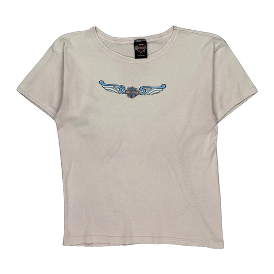 Fond Du Lac Wisconsin Harley Davidson Graphic T-Shirt - Large Cream Cotton