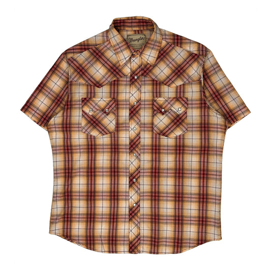 Wrangler Checked Short Sleeve Shirt - Large Multicoloured Cotton Blend