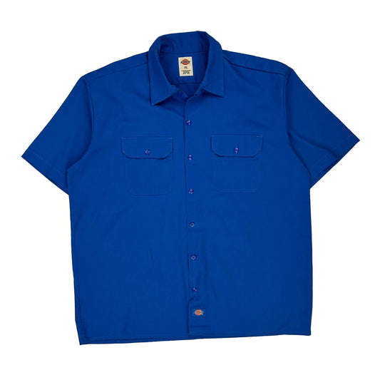 Dickies Short Sleeve Shirt - XL Blue Polyester Blend
