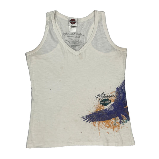 Made In USa Harley Davidson Graphic Vest - Large White Cotton