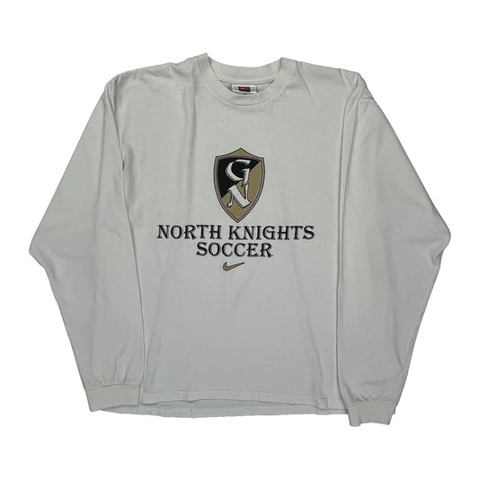 North Knights Soccer Nike Graphic Long Sleeve T-Shirt - Medium White Cotton