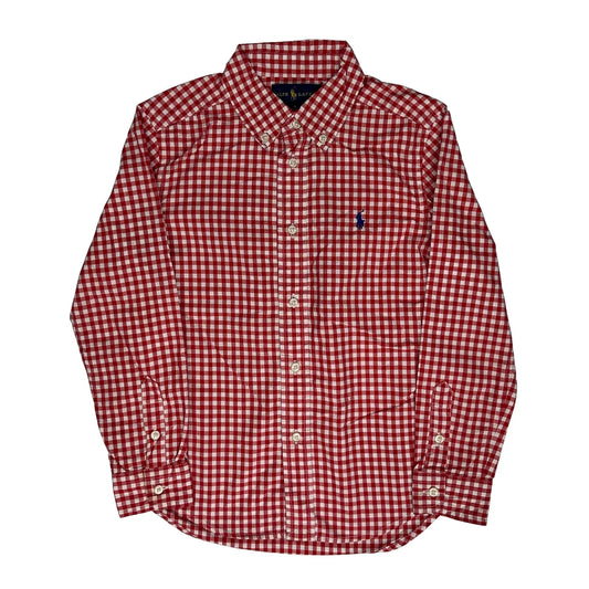 Age 5-6 Ralph Lauren Checked Shirt - Small Red Cotton