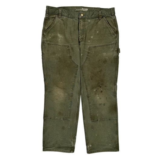 Carhartt Double Knee Carpenter Trousers - 38W 30L Green Cotton