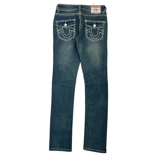 Vintage True Religion Contrast Stitch Jeans - 26W UK 4 Blue Denim