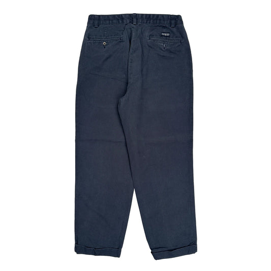 Polo By Ralph Lauren Pleated Trousers - 32W 30L Blue Cotton