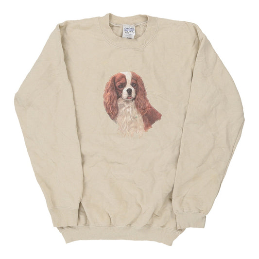 Vintage beige Gildan Sweatshirt - mens small