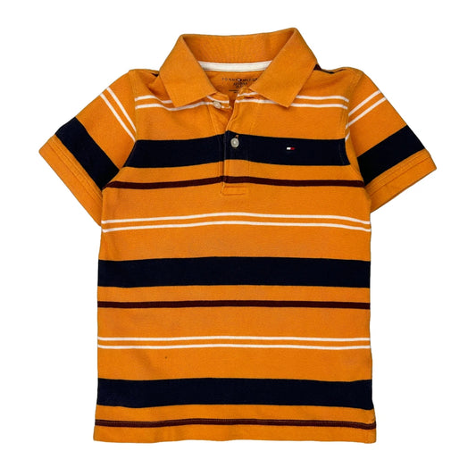 Age 4-5 Tommy Hilfiger Striped Polo Shirt - XS Navy Cotton
