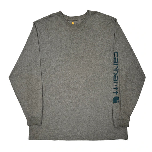Carhartt Spellout Long Sleeve T-Shirt - 2XL Grey Cotton