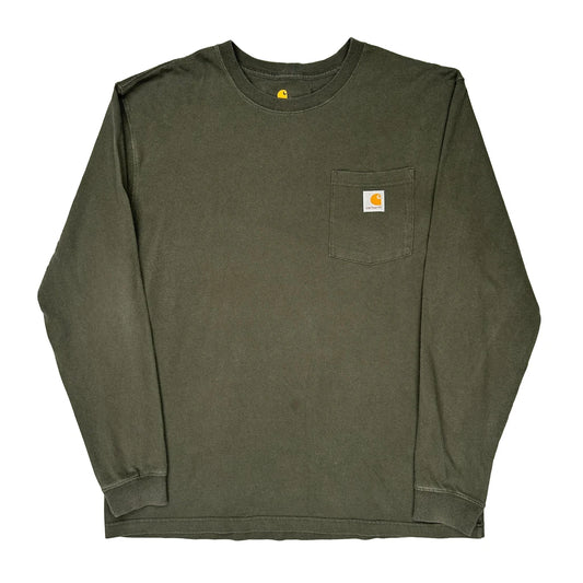 Carhartt Long Sleeve T-Shirt - Large Green Cotton