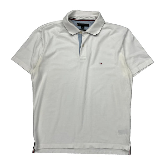 Tommy Hilfiger Polo Shirt - Large White Cotton