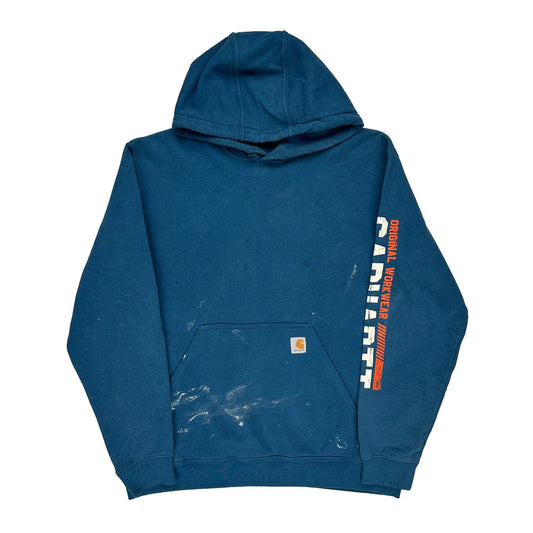 Carhartt Graphic Hoodie - Large Blue Cotton