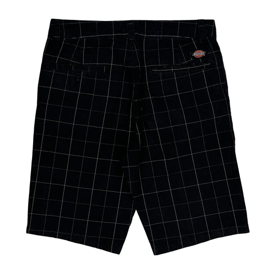 Dickies Checked Shorts - 32W 11L Black Cotton