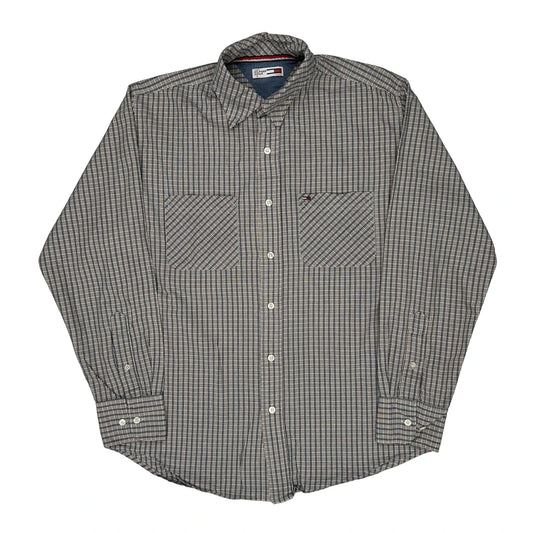 Vintage Tommy Hilfiger Denim Checked Shirt - Medium Grey Cotton