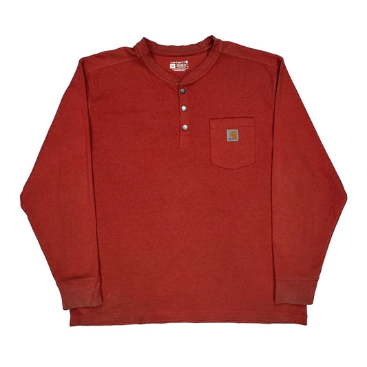 Carhartt Long Sleeve T-Shirt - 2XL Red Cotton