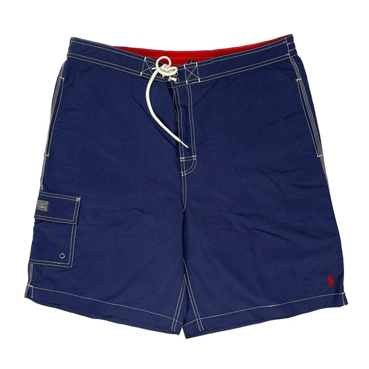 Polo By Ralph Lauren Contrast Stitch Sport Shorts - Largew 8L Blue Nylon