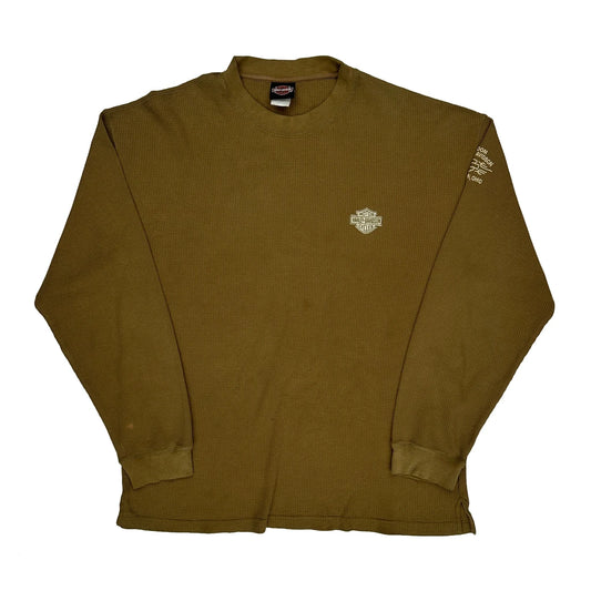 Harley Davidson Long Sleeve T-Shirt - XL Brown Cotton