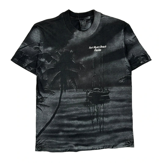 Fort Myers Beach Florida Sherrys Single Stitch T-Shirt - Medium Black Cotton