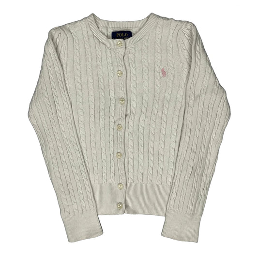 Vintage Age 6 Polo By Ralph Lauren Cardigan - Small Cream Cotton