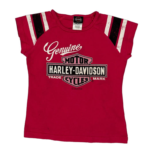 Age 4 Harley Davidson T-Shirt - Small Red Cotton