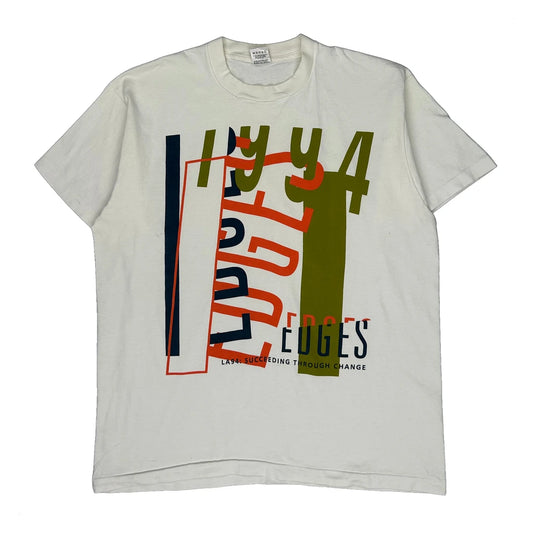 Vintage La94: Succeeding Through Change Fruit Of The Loom Graphic T-Shirt - XL White Cotton