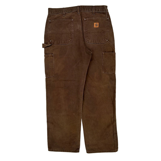 Carhartt Double Knee Carpenter Trousers - 32W 30L Brown Cotton