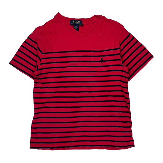 Age 8 Polo By Ralph Lauren Striped T-Shirt - Small Red Cotton