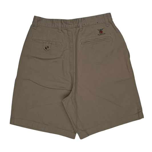 Tommy Hilfiger Pleated Chino Shorts - 28W 7L Khaki Cotton