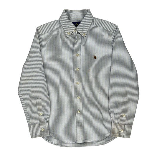 Age 8 Ralph Lauren Striped Shirt - Small Blue Cotton