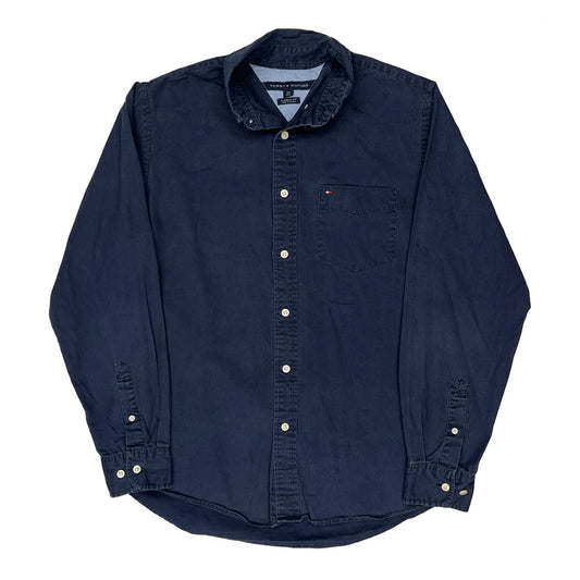 Vintage Tommy Hilfiger Denim Shirt - Small Navy Cotton