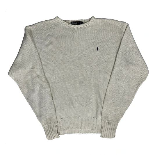 Vintage Polo By Ralph Lauren Jumper - Large Cream Cotton