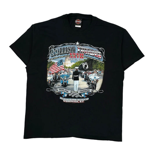 Rolling Thunder Xxvii Memorial Day Weekend Washington, D.C. Harley Davidson Graphic T-Shirt - XL Black Cotton