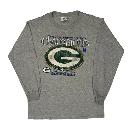 Vintage Green Bay Packers Gildan Nfl Long Sleeve T-Shirt - Large Grey Cotton