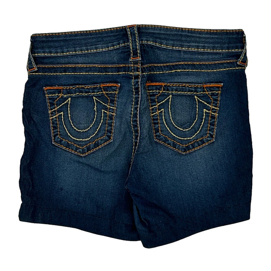 True Religion Denim Shorts - 28W UK 8 Dark Wash Cotton Blend